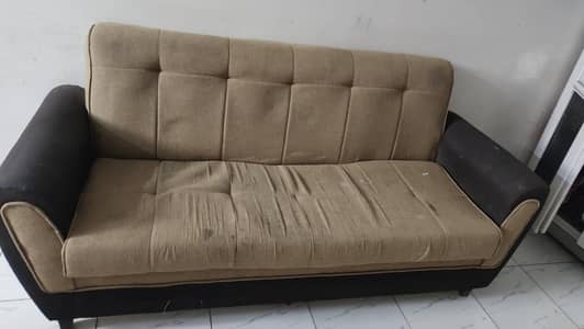 5-Seater Sofa + Stylish Glass Table