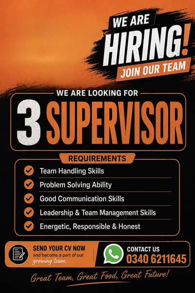 We need 3 supervisor and 2 helper