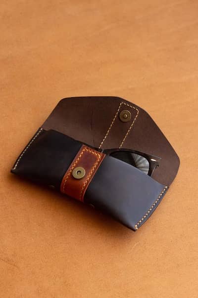 Leather Glasses Case Protective Eyeglass Holder brown color
