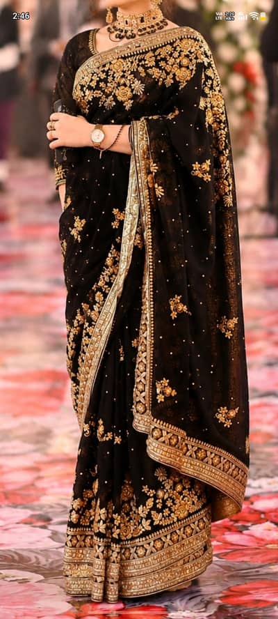 Black heavily Embroidered Saree
