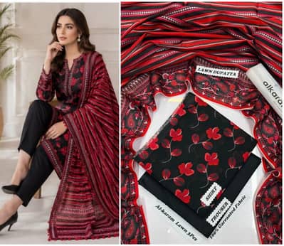 ladies unstitched emboridered suit