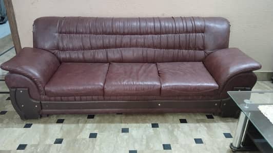 Rexine Leather Sofa – Excellent Condition