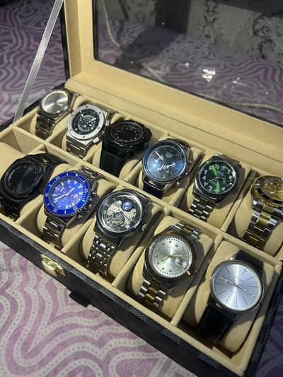 Watch Collection lot with 12-Slot watches Leather Storage Box