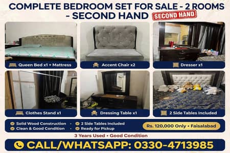 2 Bed 2 Dressing 2 Chairs pls Two Side Tables 1 Clothes Stand