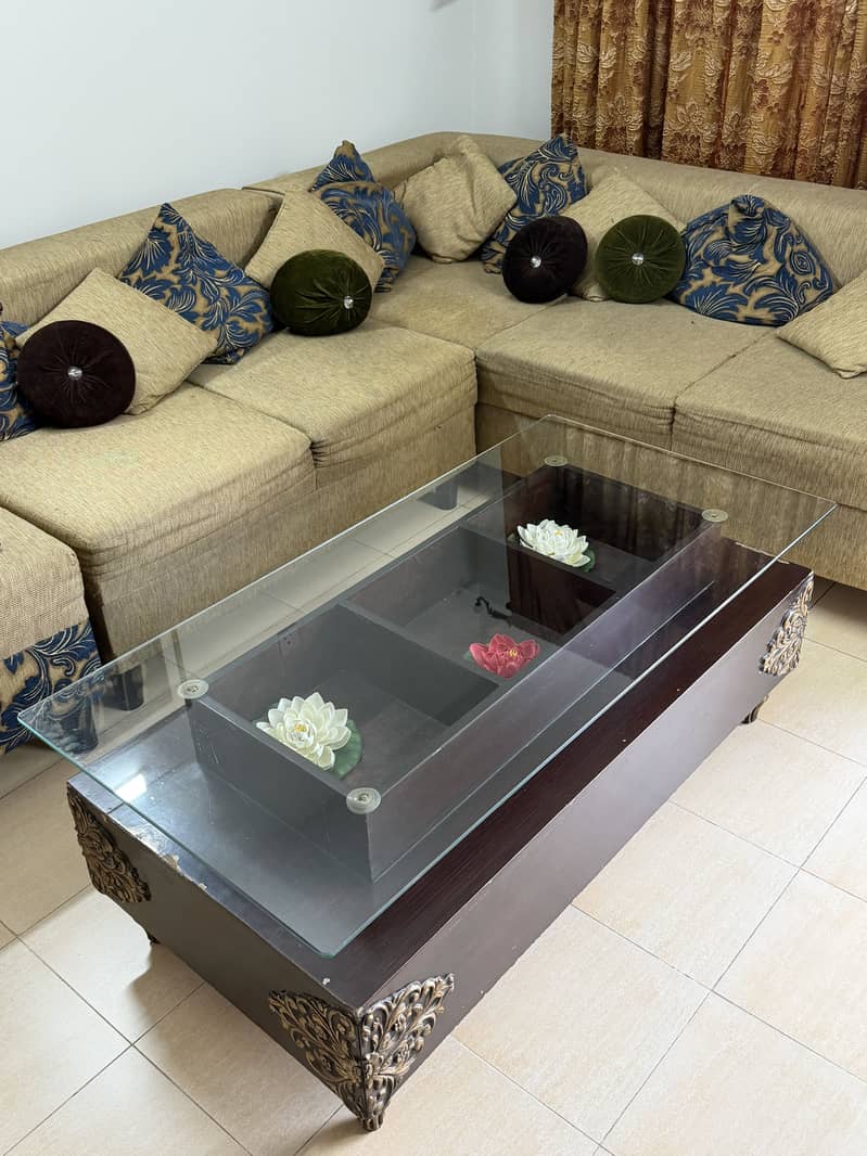 L shape sofa with table 2