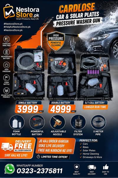 48V Cordless Car , Bike & Solar Plates Washer | Pressure Washer