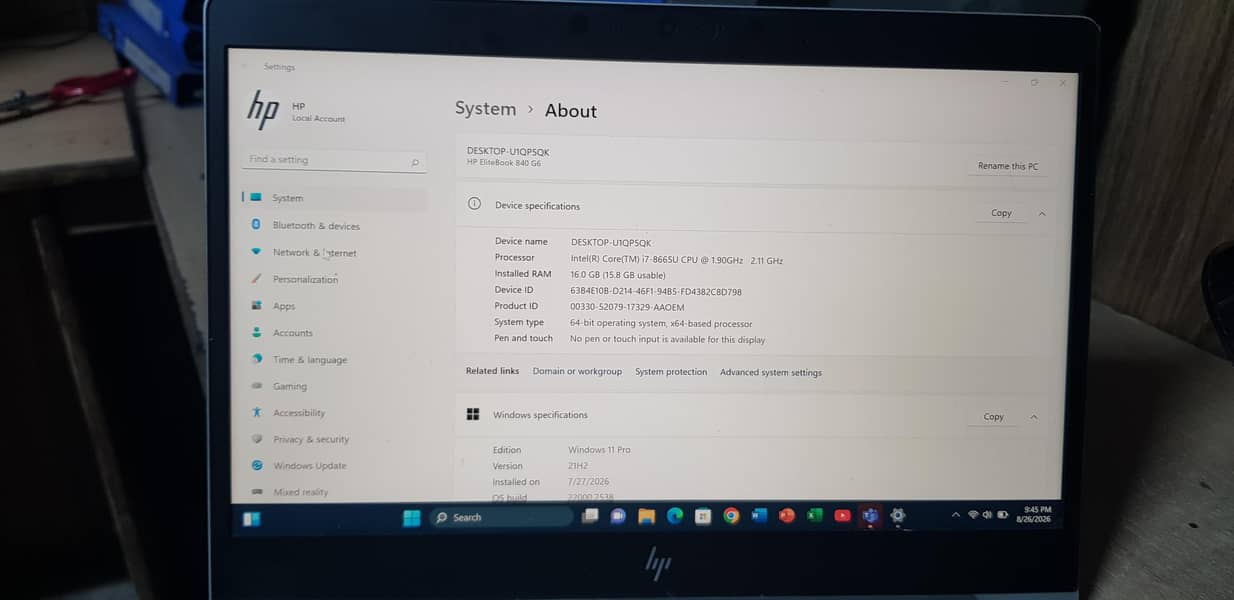 HP EliteBook Core i7 8th Gen | 16GB RAM | 256GB SSD | 14 Inch 5