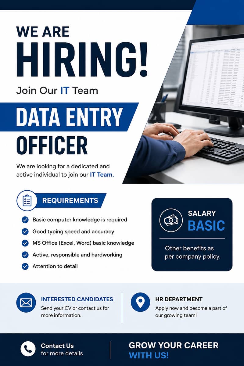 Data Entry  Required for IT Department 0