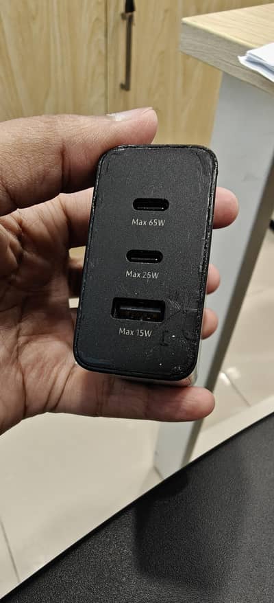 Samsung Original 65W Trio Fast Charger – 3 Ports (2. USB-C & 1. USB-A)