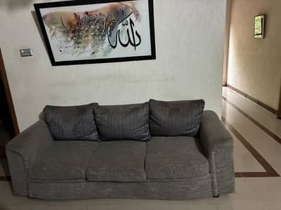 Grey Fabric Sofa Set 7 Seater (3+2+1+1) – Good Condition | Malpur Isb