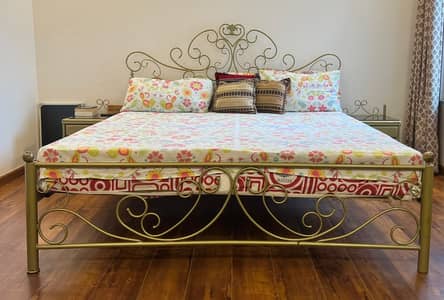 Complete bedset with mattress dressing,two seater sofa, shelves