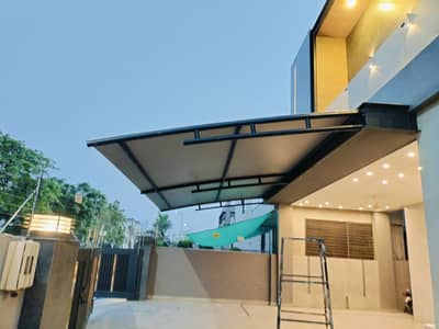 Wall mounted pvc shade, Tensile garage shade, Pole parking, Car roof