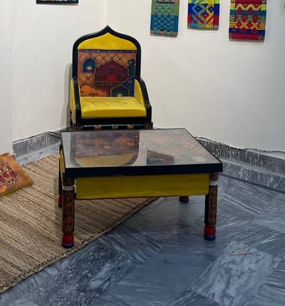 Handmade Traditional Chair & Table Set