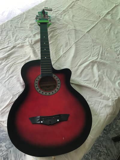 Best Lion Acoustic Guitar (Red Sunburst) + Digital Tuner & Capo