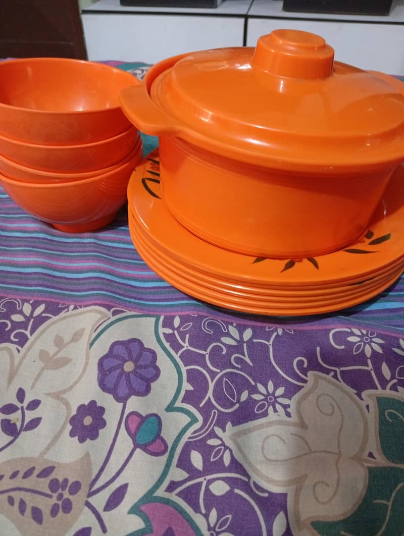 ak small orange dinner set 4