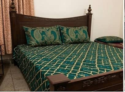 Wooden Bed with Mattress for Sale (78 x 72)