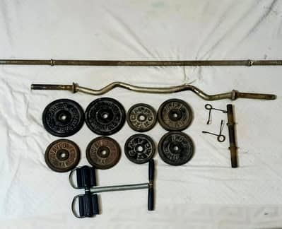 Barbell Curling and Straight Rod with Weights