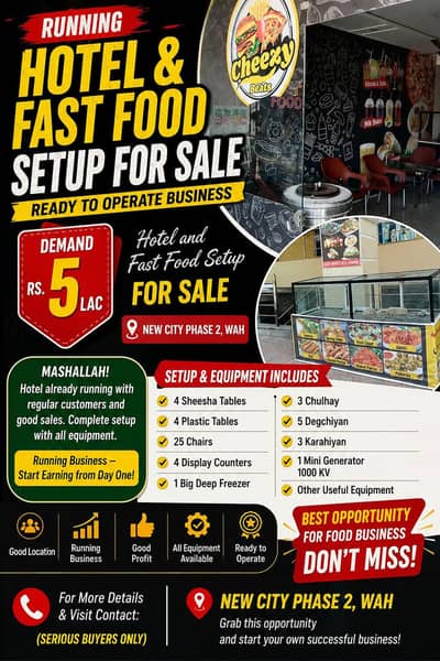 Hotel and fast food stup for sall