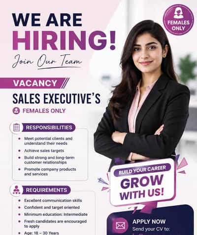 Female Sales Executive Required. G-11 Islamabad