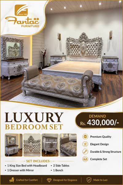 Luxury Bed set - Fantac brand bedroom set for sale - Bed set complete