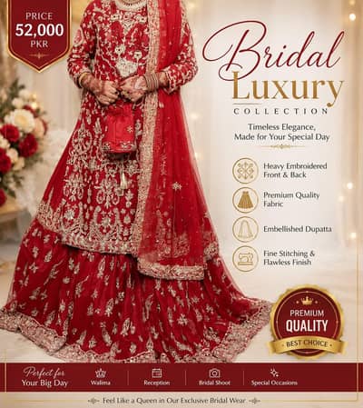 Luxury red Bridal lehenga dress.