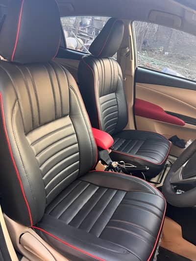 toyota yaris poshish seat covers in japanese synthetic leather.