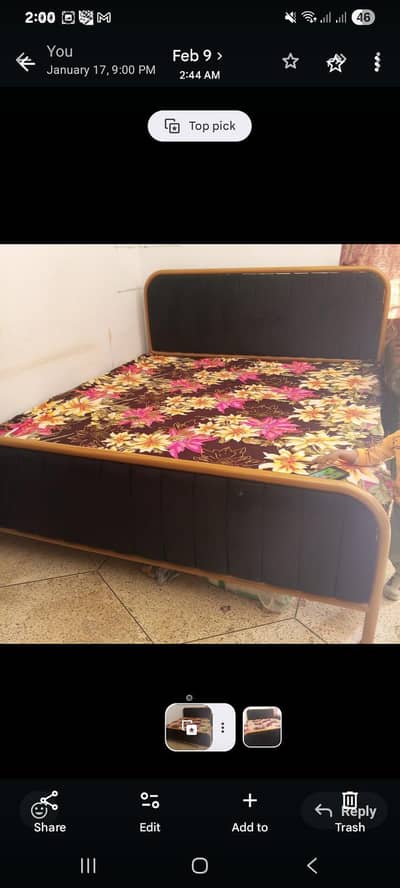 original mughal iron bed with valvet back and front, slip attached