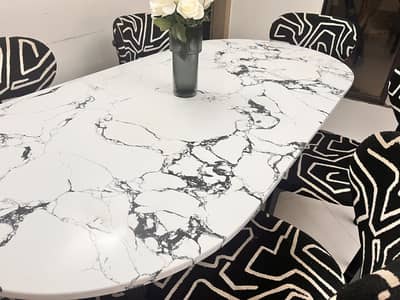 Luxury dining table with panda marble