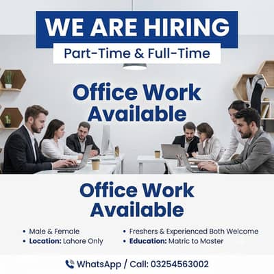 NEED URGENT STAFF OF 50 PERSONS FOR OFFICE WORK AND ONLINE WORK