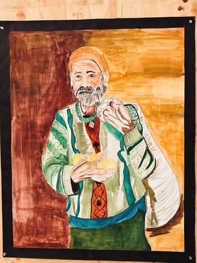 Original Watercolor Painting - Elder with Lemons