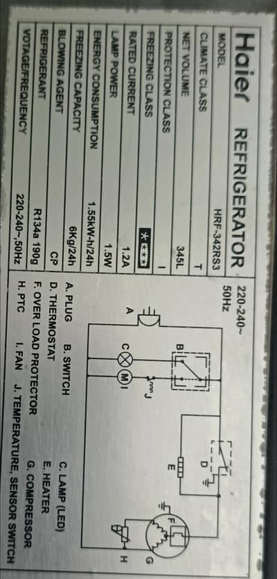 Refrigerator Haier Glass Door  Inverter r/Genuine Compressor