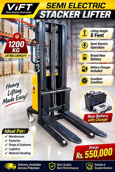 1200 KG VIFT Semi Electric Stacker Lifter – 8 Feet / Best Lifter