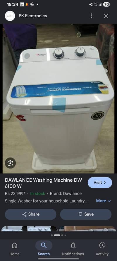 Dawlance DW 6100 W Single Tub Washing machine