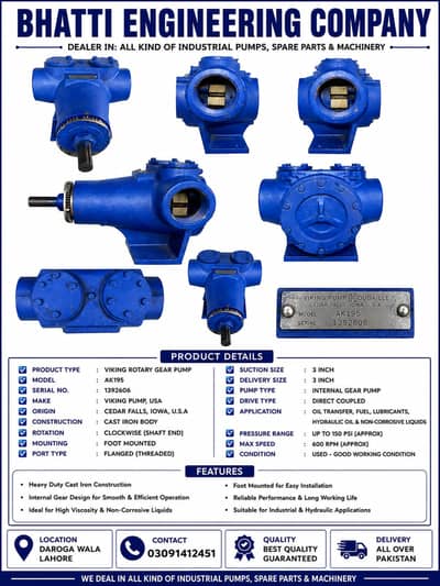 **Viking AK195 Industrial Rotary Gear Pump | 3 Inch Internal Gear Pump