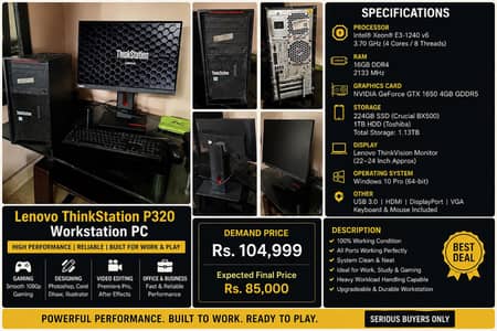 Gaming PC, GTX 1650, 16GB RAM, SSD, Lenovo.