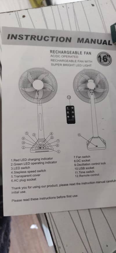Dual rechargable |solar+Electric recharg Fan|  13×9 Inch | Solar Panel