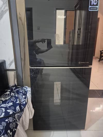Haier Double Door Refrigerator – Black Glass Fridge