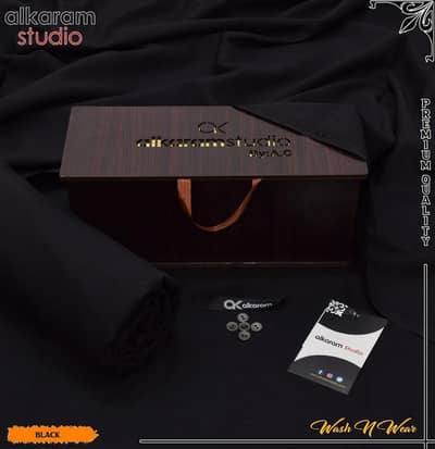 Men's Black Wash & Wear Unstitched Suit | 4 Meter