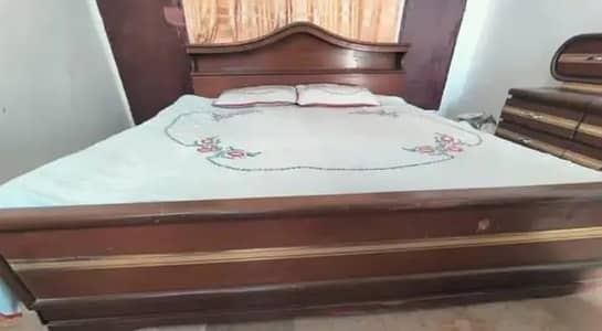Wooden Double Bed with Side Tables – Without Mattress