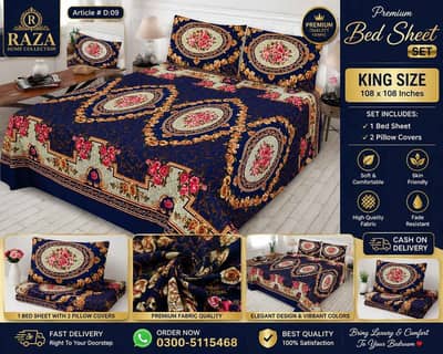 King Size | Double Bed Sheets with 2 Pillow Covers