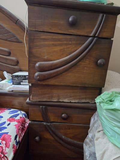 king size bed without matress with side table