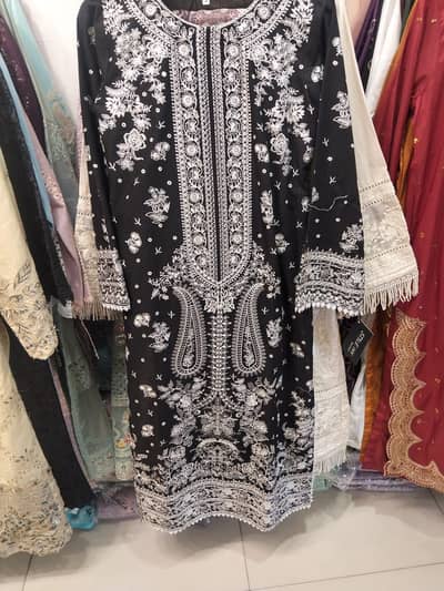 black cotton embroidery suit