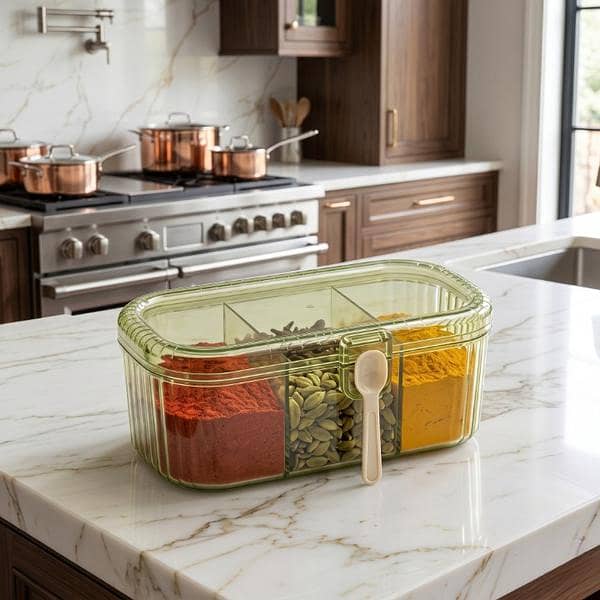 3-Section Kitchen Spice Storage Box 0