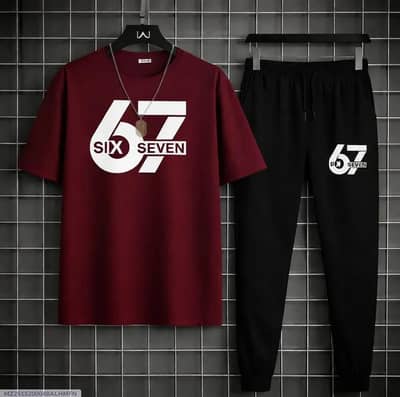Men Maroon printed 2pcs Track Suit