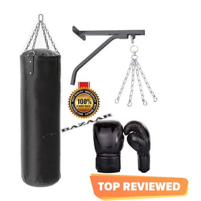 3Ft 4Ft Boxing Bag Punching Gloves, Chain, Bracket with Hook Pack of 4