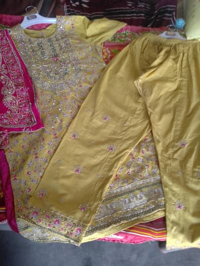 Like new embroided Dre'syellow and pink rani