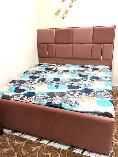 King Size Bed | Velvet Cushioning | Pink Color