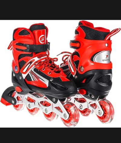 Imported Adjustable Unisex Skate Shoes Rollers 4 Wheels with Lights