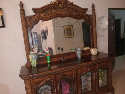 Luxury Carved Wooden Dressing Table / Sideboard with Large Mirror