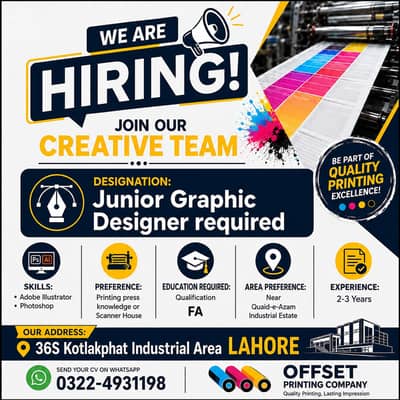 Junior Graphic Designer Required | Graphic Designer Jobs | Jobs